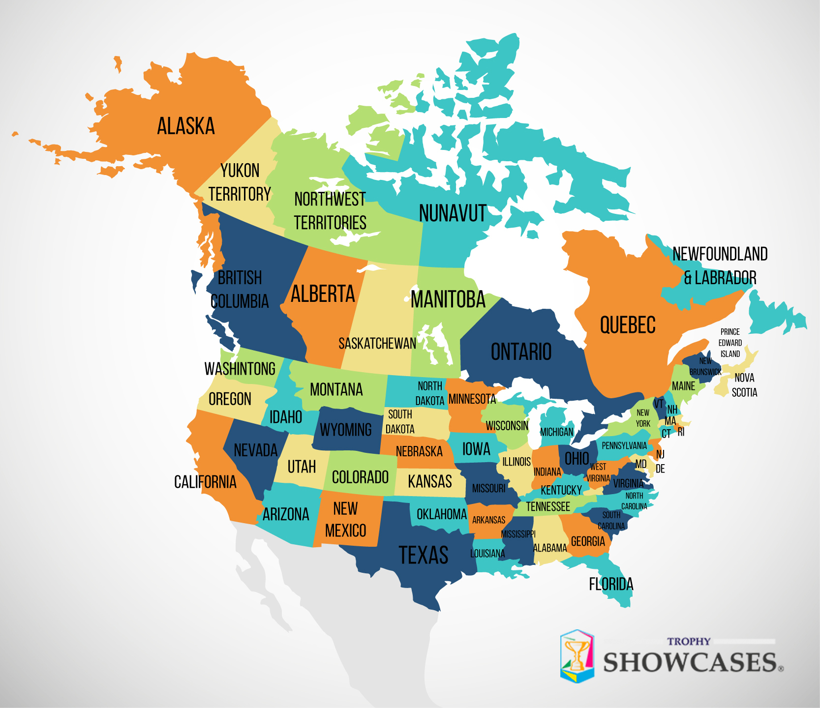 USA and Canada map